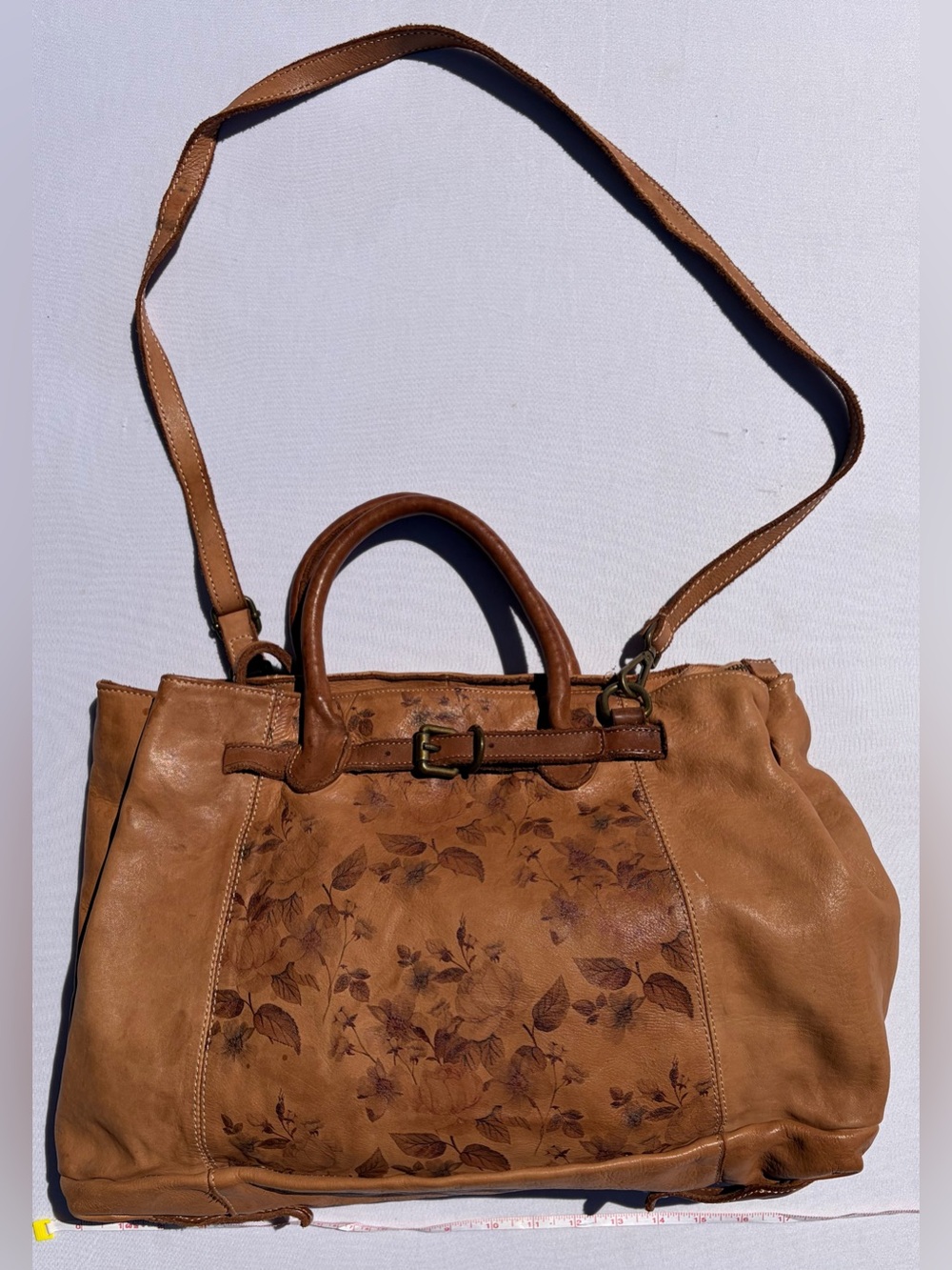 Costanza Rota Floral Imprint Large Cross Body Purse Tote Leather